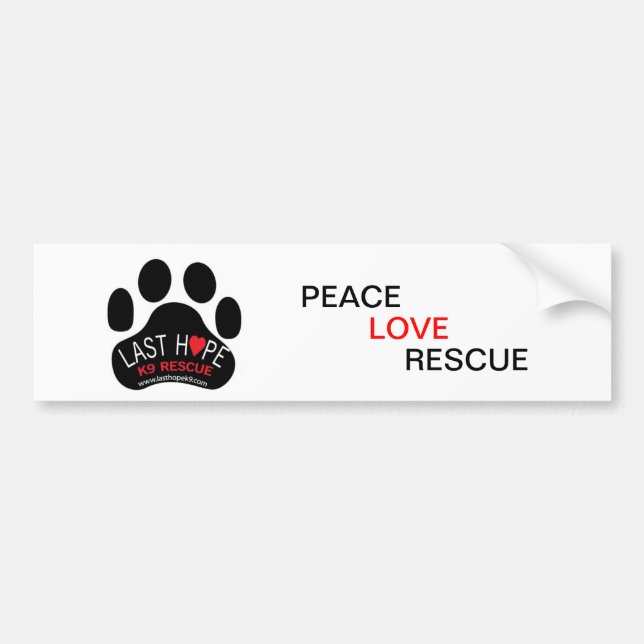Autocollant De Voiture Dernier adhésif pour pare-chocs PeaceLoveRescue de (Devant)