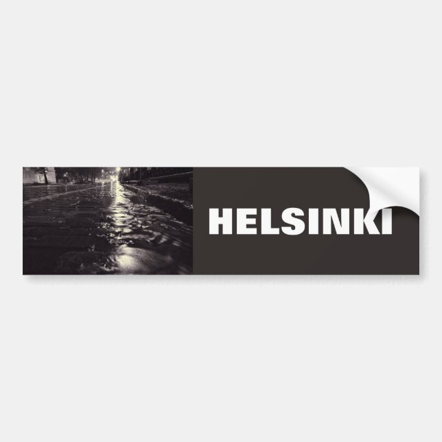 Autocollant De Voiture Des pluies d'eau coulent dans les rues d'Helsinki (Devant)