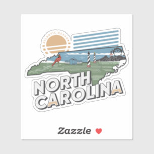Autocollant de voiture d'État Retro North Carolina
