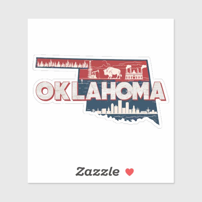 Autocollant de voiture d'État Retro Oklahoma (Feuille)