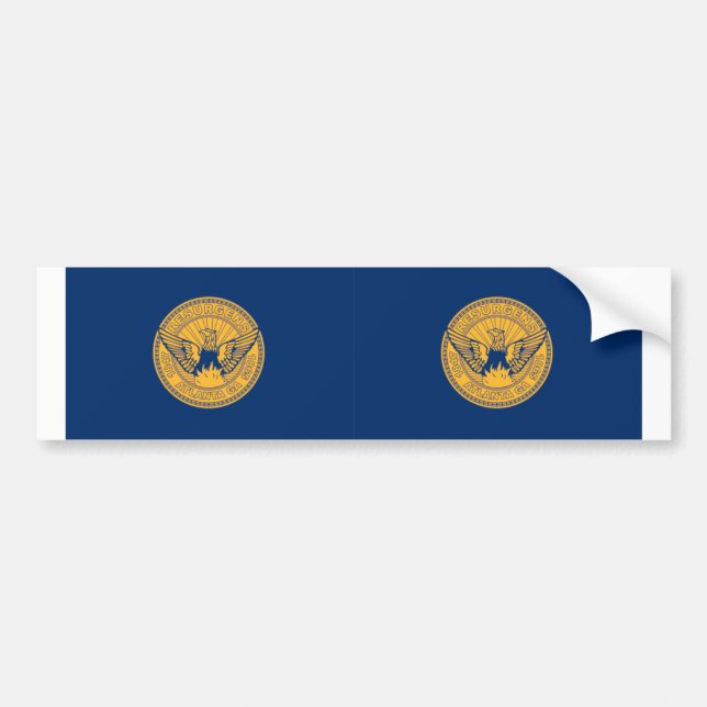 Autocollant De Voiture DEUX Drapeaux d'Atlanta, Géorgie (Devant)