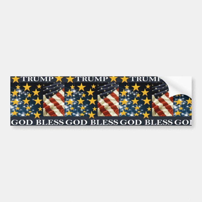 AUTOCOLLANT DE VOITURE DIEU BLESS TRUMP (Devant)