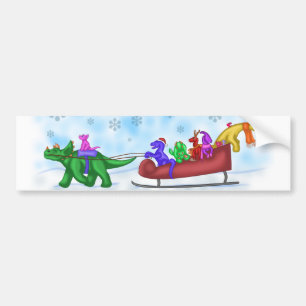 Autocollant De Voiture Dinosaure Sleigh Ride