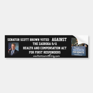 Autocollant De Voiture Disque de Scott Brown : Zadroga 9/11 acte de soins