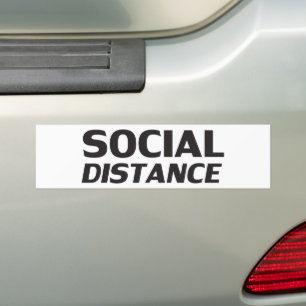 Autocollant De Voiture Distance sociale typographie moderne drôle blanc