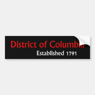 Autocollant De Voiture District de Columbia Établi Bumper Sticker