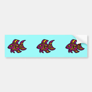 Autocollant De Voiture Ditzyfish pourpre avec les rayures jaunes