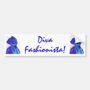 Autocollant De Voiture Diva Fashionista En Bleu I