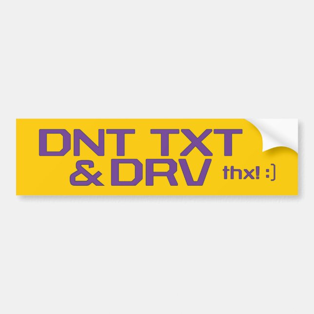 AUTOCOLLANT DE VOITURE DNT TXT ET DRV (Devant)