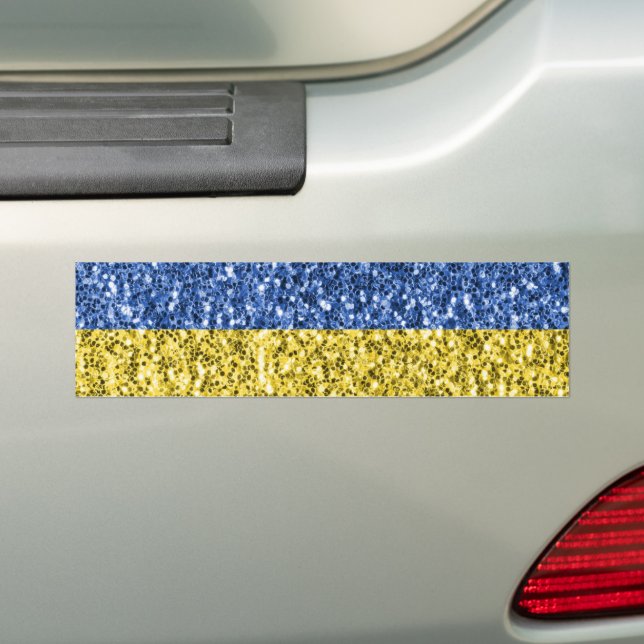 Autocollant De Voiture Drapeau bleu jaune Ukraine parties scintillant fau (En voiture)