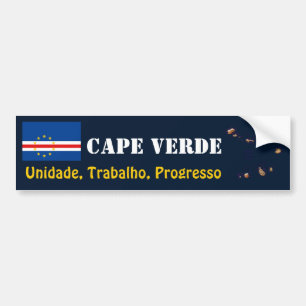 Autocollant De Voiture Drapeau Cap-Vert + Stick pare-chocs