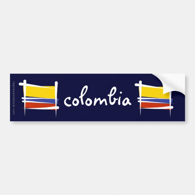 Autocollant De Voiture Drapeau de brosse de la Colombie (Devant)