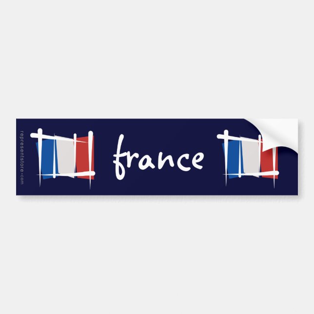 Autocollant De Voiture Drapeau de brosse de la France (Devant)