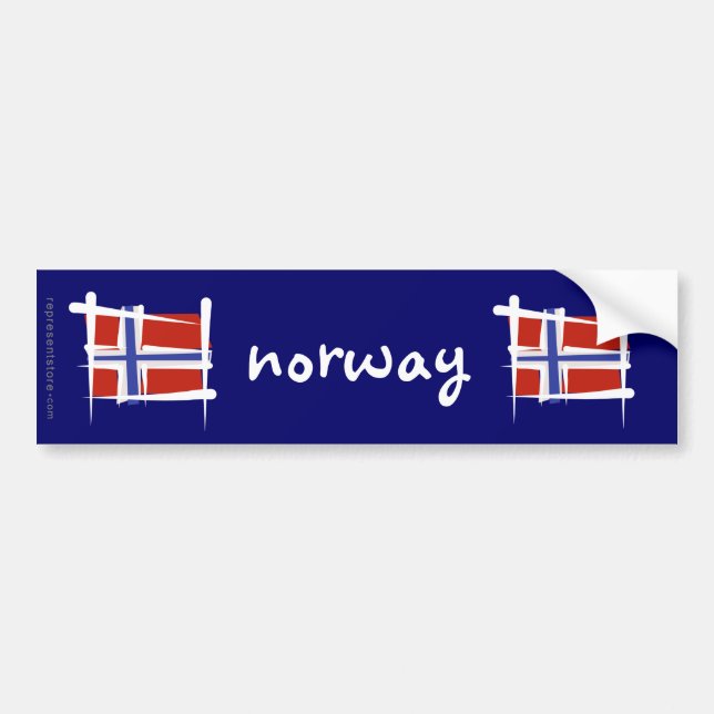 Autocollant De Voiture Drapeau de brosse de la Norvège (Devant)