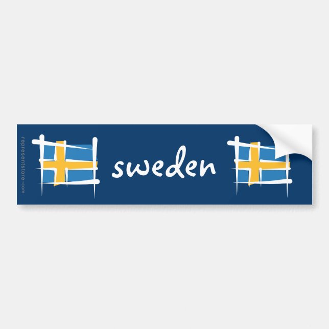 Autocollant De Voiture Drapeau de brosse de la Suède (Devant)