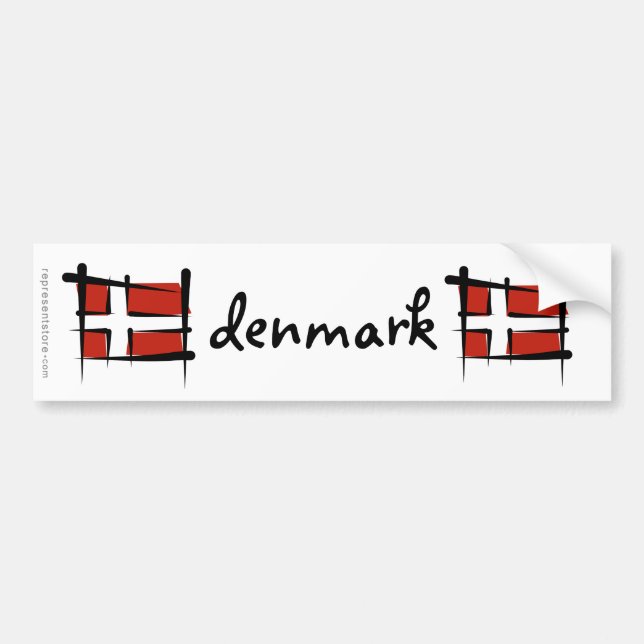 Autocollant De Voiture Drapeau de brosse du Danemark (Devant)