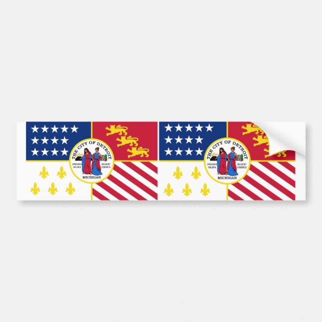 Autocollant De Voiture Drapeau de DEUX Detroit (Devant)