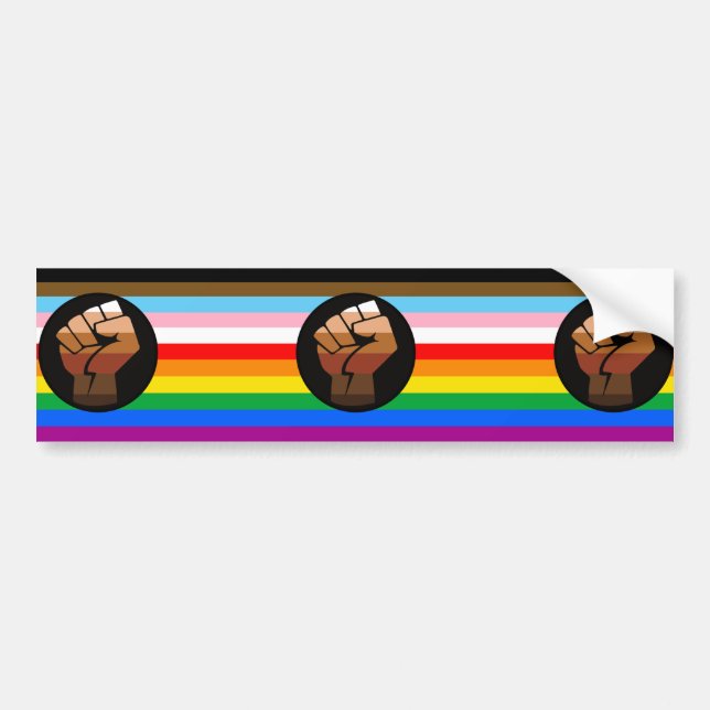 Autocollant De Voiture Drapeau de fierté POC de progrès LGBTQ+ (Devant)