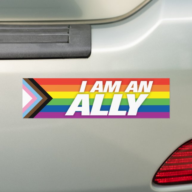Autocollant De Voiture Drapeau de la Fierté de Progrès LGBT Straight Ally (En voiture)
