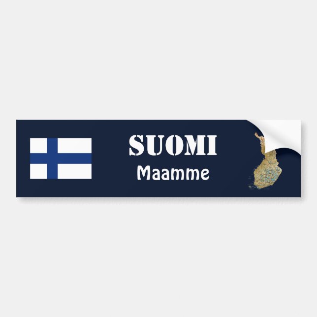 Autocollant De Voiture Drapeau de la Finlande + Adhésif pour pare-chocs (Devant)