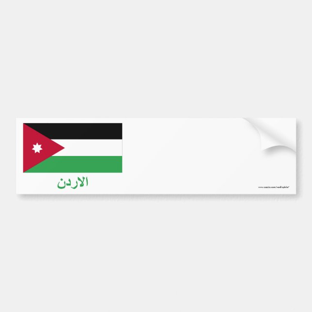 Autocollant De Voiture Drapeau de la Jordanie avec le nom en arabe (Devant)