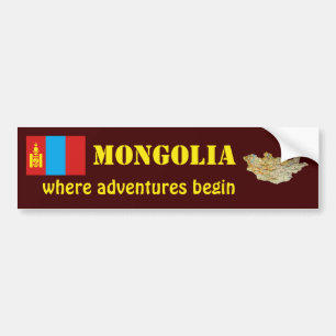 Autocollant De Voiture Drapeau de la Mongolie + Adhésif pour pare-chocs