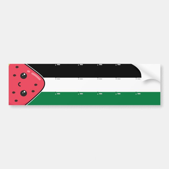 Autocollant De Voiture Drapeau de la Palestine mignonne avec Palestin san (Devant)