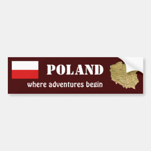 Autocollant De Voiture Drapeau de la Pologne + Adhésif pour pare-chocs d