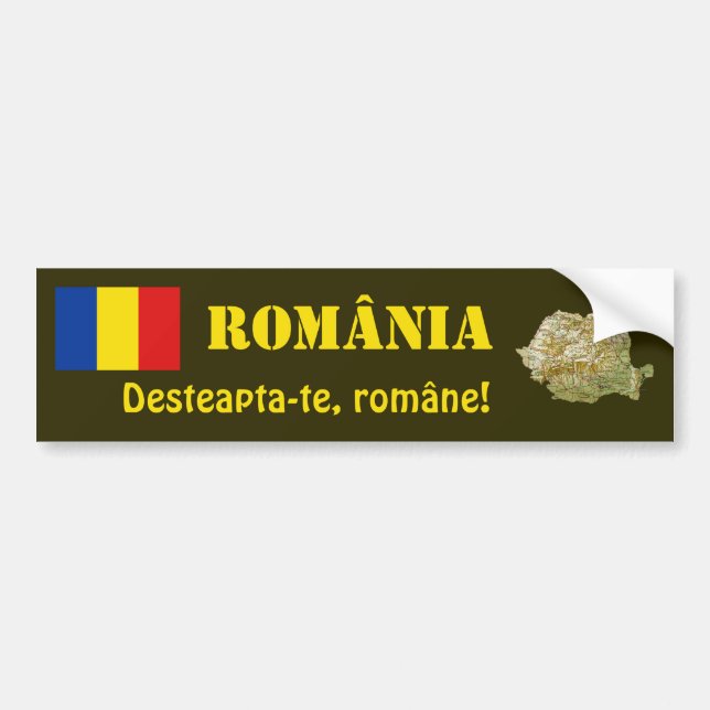 Autocollant De Voiture Drapeau de la Roumanie + Adhésif pour pare-chocs (Devant)