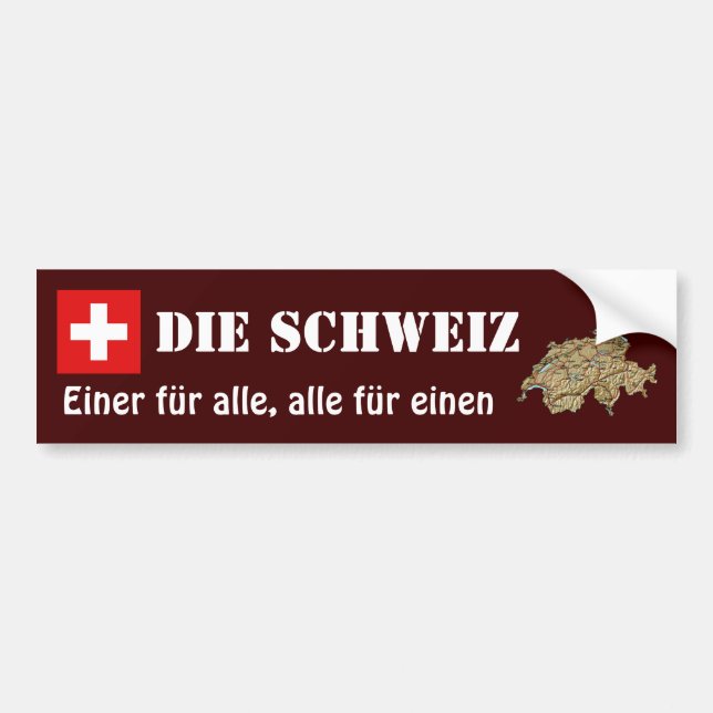 Autocollant De Voiture Drapeau de la Suisse + Adhésif pour pare-chocs de (Devant)