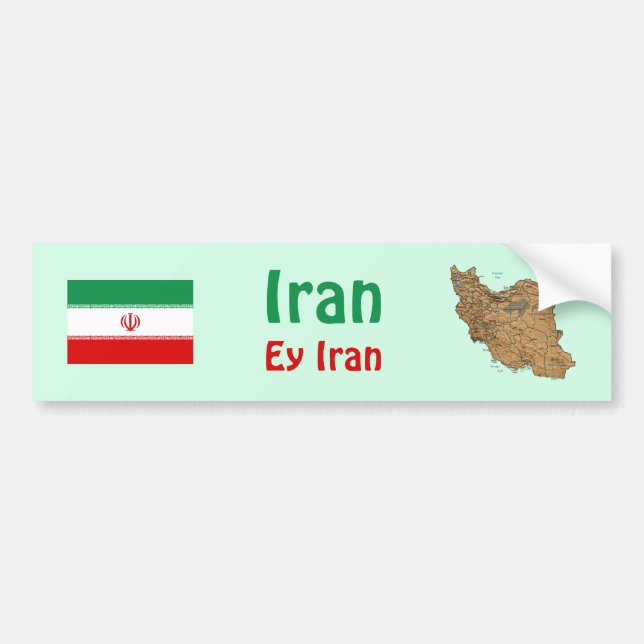 Autocollant De Voiture Drapeau de l'Iran + Adhésif pour pare-chocs de (Devant)
