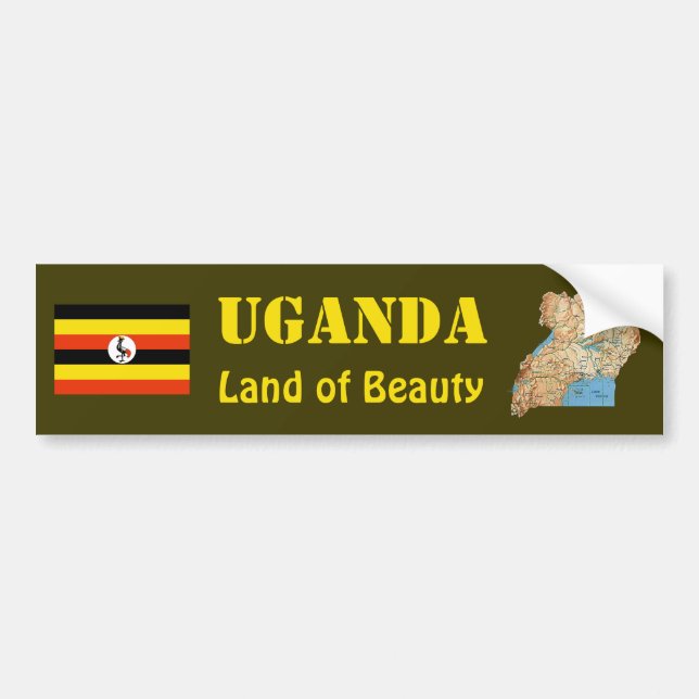 Autocollant De Voiture Drapeau de l'Ouganda + Adhésif pour pare-chocs de (Devant)