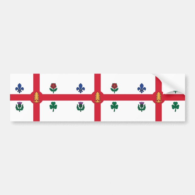 Autocollant De Voiture Drapeau de Montréal (Québec, Canada) (Devant)