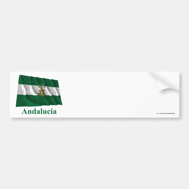 Autocollant De Voiture Drapeau de ondulation d'Andalucía avec le nom (Devant)