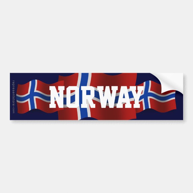 Autocollant De Voiture Drapeau de ondulation de la Norvège (Devant)