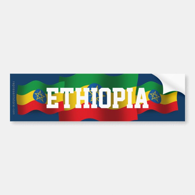 Autocollant De Voiture Drapeau de ondulation de l'Ethiopie (Devant)