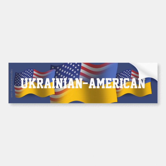 Autocollant De Voiture Drapeau de ondulation Ukrainien-Américain (Devant)