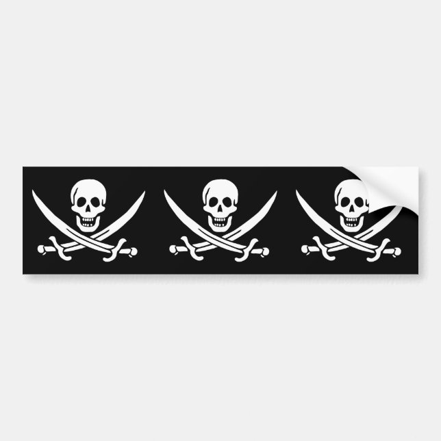 Autocollant De Voiture Drapeau de pirate Crâne croisé épées (Devant)