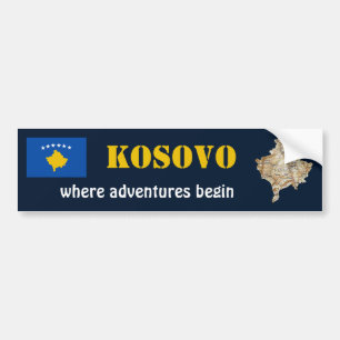 Autocollant De Voiture Drapeau du Kosovo + Stick pare-chocs
