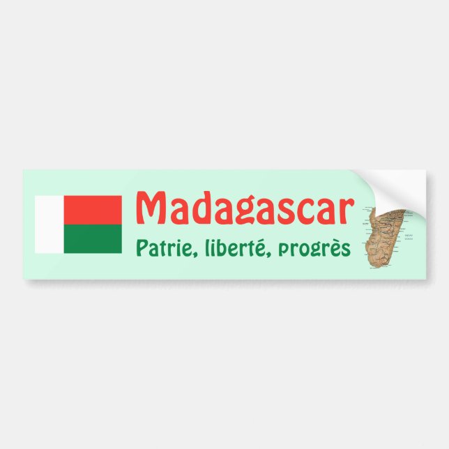 Autocollant De Voiture Drapeau du Madagascar + Adhésif pour pare-chocs de (Devant)