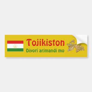 Autocollant De Voiture Drapeau du Tadjikistan + Stick pare-chocs de carte