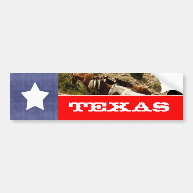 Autocollant De Voiture Drapeau et chevaux du Texas (Devant)