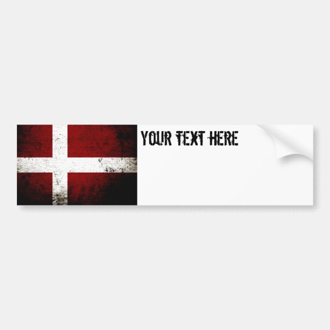 Autocollant De Voiture Drapeau grunge noir du Danemark (Devant)