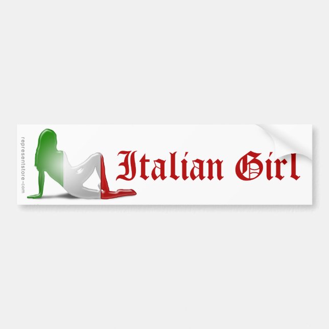 Autocollant De Voiture Drapeau italien de silhouette de fille (Devant)