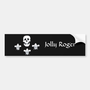 AUTOCOLLANT DE VOITURE DRAPEAU JOLLY ROGER ET TROIS LIEUX