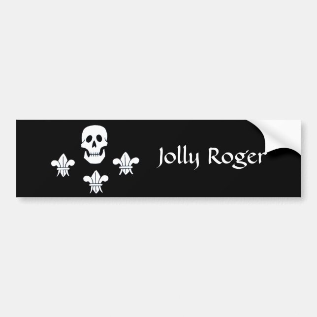 AUTOCOLLANT DE VOITURE DRAPEAU JOLLY ROGER ET TROIS LIEUX (Devant)