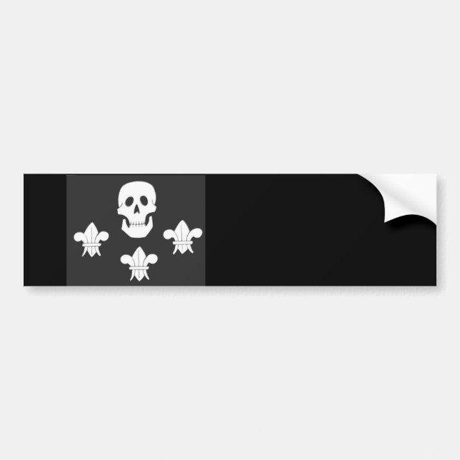 AUTOCOLLANT DE VOITURE DRAPEAU JOLLY ROGER ET TROIS LIEUX (Devant)