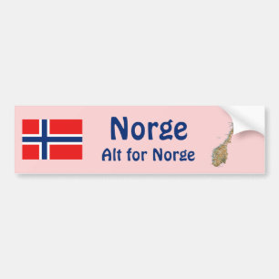 Autocollant De Voiture Drapeau Norvège + Stick pare-chocs Carte