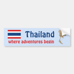 Autocollant De Voiture Drapeau Thaïlande + Stick pare-chocs Carte