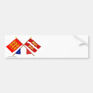 Autocollant De Voiture Drapeaux croisés de Haute-Normandie et de